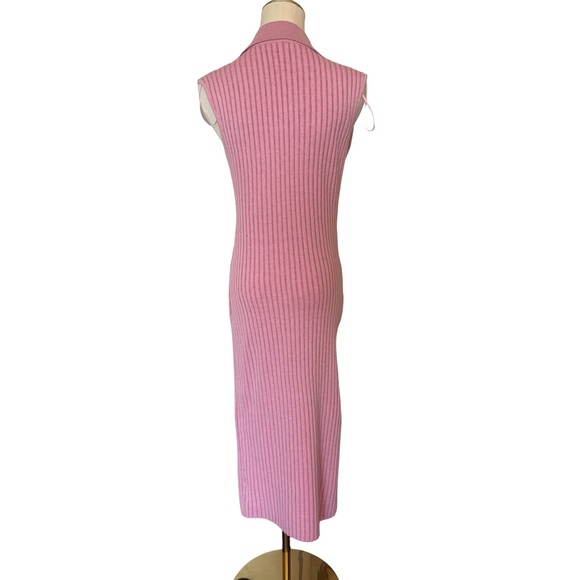 Steve Madden Ribbed Pink Midi Sleeveless Sweater Dress Large - Picture 4 of 13